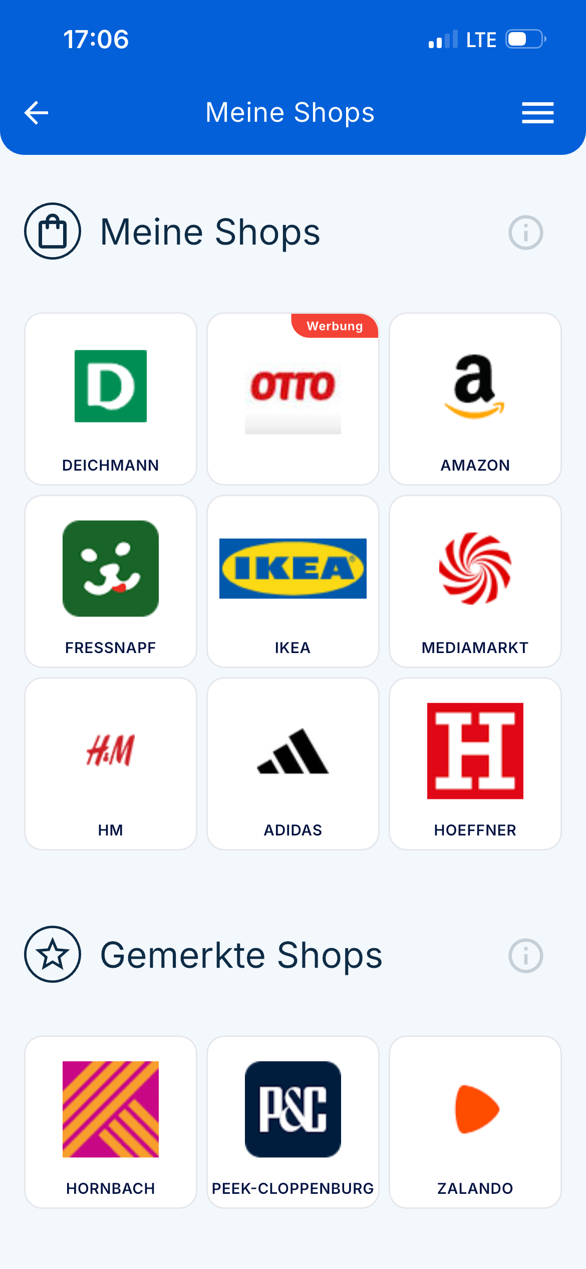 Startseite in der App